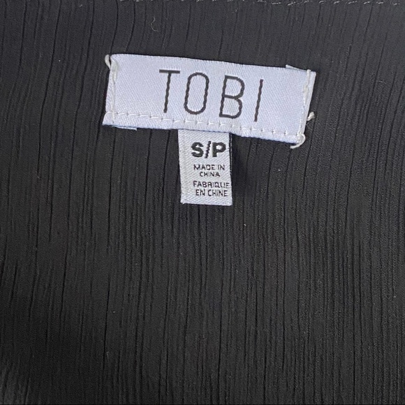 TOBI Black Bell Long Sleeve V Neck Crop Top Y2K size S - Picture 8 of 10